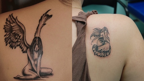 Engel mit flügel tattoo