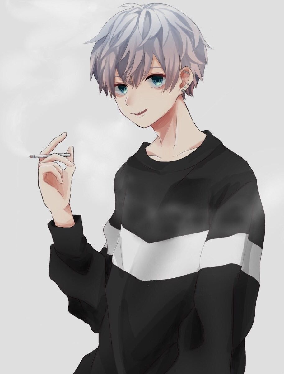 Anime boy smoking