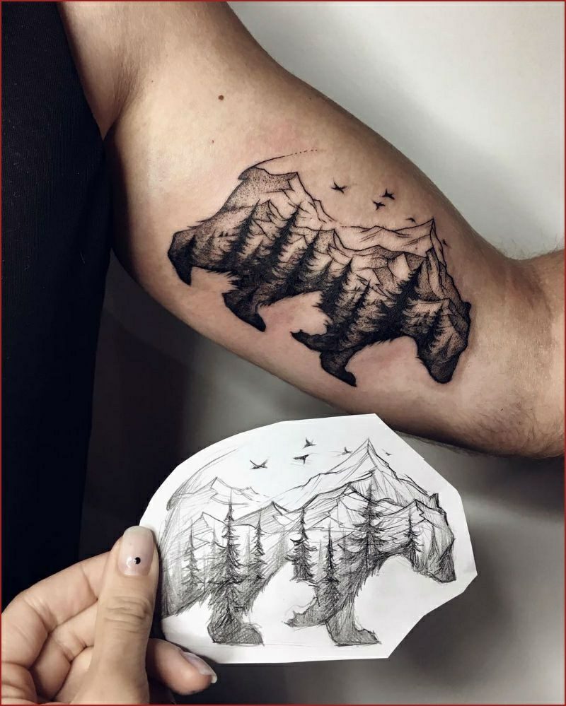 Wald tattoo rücken