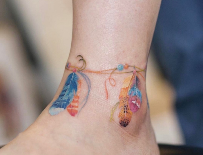 mit Tattoo anhänger fußkette